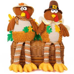 lot 6337 image: OurHonor 2 Pack Turkey Stuffed Animal, Thanksgiving Table Decor Turkeys Plush Fall Couple Doll Indoor Gift for Thanksgiving Day Party Boys and Girls