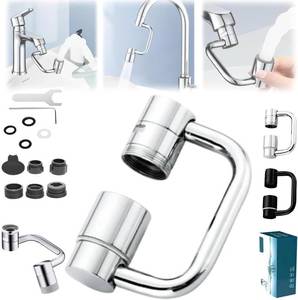 lot 6344 image: Universal Sink Faucet 1440° Rotatable Faucet Aerator Extension, U Shaped Faucet Extender, 360° Rotating Faucet Extender for Bathroom SinkKitchen, Sink Faucet Extender, 2 Modes Adjustable(Silver)