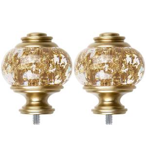 lot 6356 image: USFOOK 2 Pack Window Treatment Finials for 1 or 78 Inch Curtain Rods, Gold Drapery Rods Replacement Finials with M6 Screws(14 in), Translucent Finials Embedded with Gold Foil