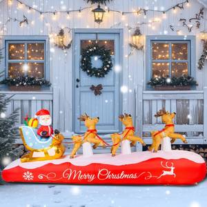 lot 7110 image: 11.5Ft Giant Christmas Inflatables Santa Sleigh & Reindeer Outdoor Decorations, Blow Up Yard Christmas Santa Claus Decoration Built-in LED Lights Xmas Decor for Lawn, Holiday Party