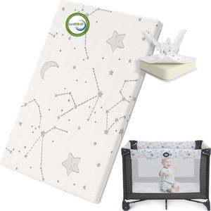 lot 7112 image: YENING Pack and Play Mattress Topper Baby Pack N Play Mattresses for Playpen and Playard with Washable Cover 38x26x1, 1 Pack Firm Foam
