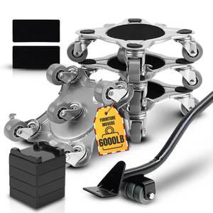 lot 7114 image: Heavy Duty Furniture Dolly Set with Lifter Tool and 5 Wheels - Capacity, 360° Rotating Wheels for Sofas, Refrigerators, and More (6000 LB)