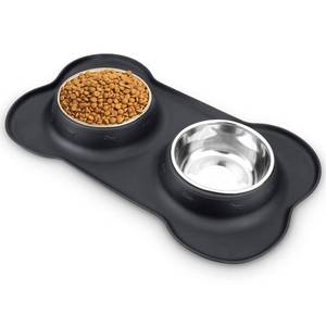 lot 7115 image: AsFrost Dog Food Bowls Stainless Steel & Water Dish with No-Spill and Non-Skid, Feeder Bowls with Dog Food Dish for Small Medium Large Size,Dogs,Cats,Puppy Pets, Black, 12oz