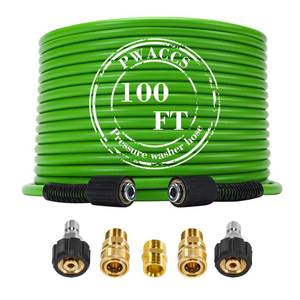 lot 7121 image: PWACCS Pressure Washer Hose for Power Washer �� 3600 PSI Kink Resistant Pressure Washing Extension Hose 100 FT x 14 �� Universal Electric Power Wash Hose for Replacement �� Compatible with M22 Fittings