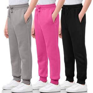 lot 7124 image: Aocku 3 Pack Girls Sweatpants Cotton Fleece Girls Active Joggers Soft Athletic Sweat Pants for Kids Youth with Pocket Drawstring