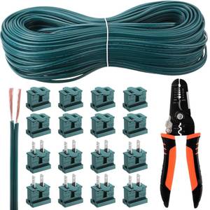 lot 7129 image: Relaxweex 200ft 182 Christmas SPT-1 Electrical Wire with 16 Male Female Plug Wire Stripper for Xmas Holiday Outdoor Light (Green)
