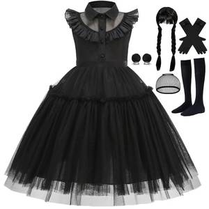 lot 7130 image: iTVTi Princess Black Dress for Girls Halloween Carnival Christmas Cosplay Costume, 5-6 Years(Tag 130)