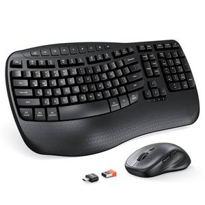 lot 7131 image: MEETION Ergonomic Keyboard and Mouse Wireless Combo, Wave Keys Natural Typing, 2.4G USB Receiver Wireless Keyboard with Wrist Rest, 4 Adjustable DPI Optical Mouse, ComputerLaptopWindowsMac, Black