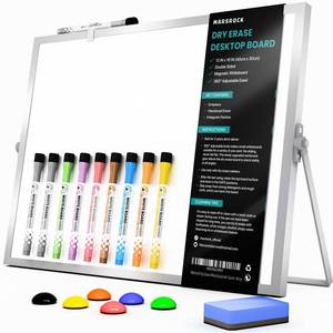 lot 7135 image: Marsrock Dry Erase White Board with Stand,Double-Sided Whiteboard 16x12, 10 Markers,6 Magnets, 1 Eraser,Portable Desktop Whiteboard for Planning,Colorful Weekly Schedule Board for School for Home