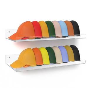 lot 7136 image: upsimples 2-Pack Acrylic Floating Hat Shelves, Wall-Mounted Hat Holder Fits up to 40 Hats - Hat Organizer for Baseball Cap Storage in Closet, Bedroom, Entryway, and Laundry Room