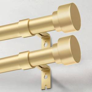 lot 7138 image: IFELS 2 Pack Heavy Duty Curtain Rods for Windows 48 to 84 Inch, 1 Inch Gold Adjustable Curtain Rod Set with Easy Installation and Modern Design (A1,Gold,30-90,2Pack)