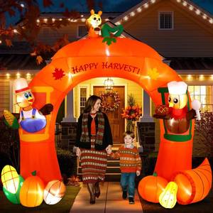 lot 7152 image: Alupssuc 11FT Inflatable Turkey Archway Thanksgiving Decorations Outdoor with Built-in LEDs Lights, Blow Up Turkey, Squirrel and Harvest Fruits for OutsideIndoor Xmas,Yard,Garden,Party,Holiday Decor