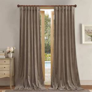 lot 7159 image: StangH Taupe Velvet Curtains 90 inches - Luxury Room Darkening Thermal Insulated Window Panels Thick Privacy Doorway Drapes for Living Room Bedroom, W52 x L90, 2 Panels