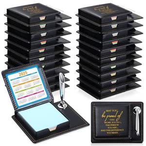 lot 7161 image: Tenceur 20 Pcs Christmas Appreciation Sticky Note Holder Gifts Bulk, Inspirational Thank You Sticky Note Holder, PU Leather Memo Box with Calendar for Women Men Emoloyee Coworkers Office Team