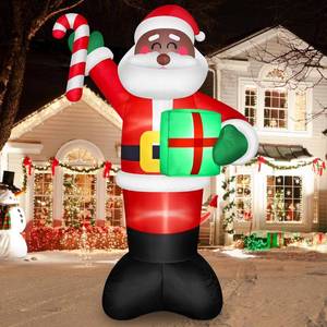 lot 7169 image: 8 FT Tall Giant Black Santa Inflatable Christmas Decorations Outdoor Candy Cane & Gift Box, Build in LED Lights Funny Merry Xmas Blow Ups Yard Decoration for Outside Holiday Winter Indoor Patio Lawn