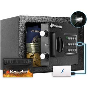 lot 7174 image: Voncabay Money Safe Box for Home with Sensor Light and Mute Function & Fireproof Security Safe Box for Money Safe with Emergency Power Outlet, Lock Box Fireproof Safe with Digital Keypad
