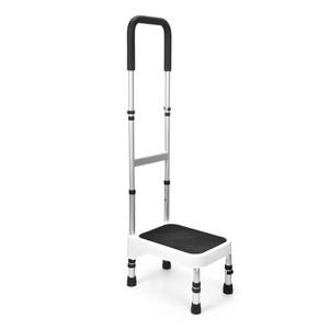lot 7179 image: Sangohe Step Stool with Handle for Elderly, Aluminum Step Stools for Adults, Step Stool for Bed, Step Stool with Adjustable Handle and Legs, 275LBS Weight Capacity, 503A