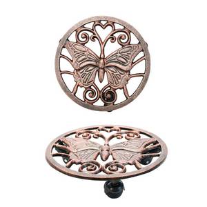 lot 7182 image: Sungmor Heavy Duty Cast Iron Plant Caddy with Wheels - 2 Pack Vintage Butterfly Design Plant Stand, Metal Rolling Plant Tray for Indoor & Outdoor Use - 11 Inch, Antique Bronze