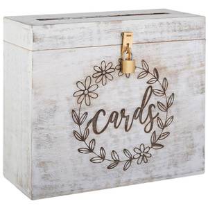 lot 7190 image: Eximious India Wedding Card Box with Card Slit and Lock 12X10X4.5- Gift Wishing Well Card Box for Weddings, Receptions, Birthdays, Graduations, Baby Showers, Honeymoon Funds FLWR (WHITE)