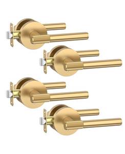 lot 7191 image: Asidrama 4 Pack Champagne Bronze Privacy Door Handles, Door Lever with Door Knobs Indoor for Bedroom or Bathroom, Heavy Duty Door Handles Interior with Locks for Left Right Sided Doors