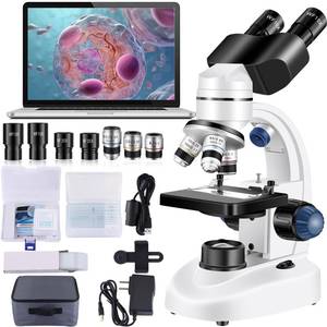 lot 7192 image: Woehrsh Microscope for Adults WF10x and WF25x eyepieces, 40X-2000X Magnification USB Camera, Microscope for Adults Suitable for Laboratory School Home Education.