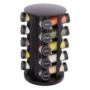 lot 7198 image: New England Stories Revolving Spice Rack Set with 20 Spice Jars, Kitchen Spice Tower Organizer for Countertop or Cabinet - Carousel Storage Includes 386 Spice Labels (Black)