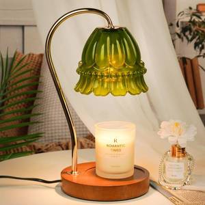 lot 7206 image: Funistree Dimmable Candle Warmer Lamp with Timer, Green Flower Candle Lamp Warmer for Jar Candles, Unique Women Mom Birthday Gifts Ideas, Fall Decor for Home Bedroom Living Room