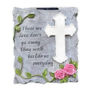 lot 7209 image: Lifeholic Solar Cross Light Memorial Stone Flower Decorative Garden Stepping Stone Cemetery Decoration Sympathy Gift for Lost Loved Ones, Mom, Dad, Dogs, Cats