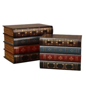 lot 7212 image: Blanc 2 Pcs Classic Brown Wooden False Book Box Storage Box, 7.87 x 6.3 x 5.51 inches, 1 kg Capacity Each, 2 Count