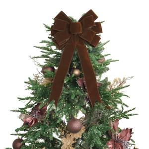 lot 8292 image: LiBongTa 13 Brown Velvet Christmas Tree Topper Bow, Premade, 13 x 20