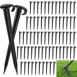 lot 8296 image: Vicenpal 25 Pcs 7 Inch Plastic Yard Stakes Inflatables Heavy Duty Plastic Garden Stakes for Tent Ground Replacement Outdoor Fence Lawn Pegs Landscape Staples Halloween Christmas Decorations (Black)
