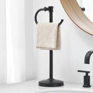 lot 8299 image: BESy 17 Inch Matte Black Stand Towel Bar Hanger Hand Towel Bar Bathroom Vanity Countertop Towel Holder Free Standing Stainless Steel Towel Ring Hardware Accessories Towel Rack