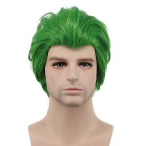 lot 8309 image: karlery Men Short Straight Green Wig Halloween Cosplay Wig Anime Costume Wig