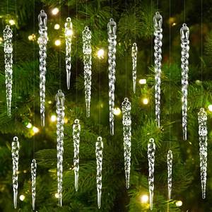 lot 8326 image: DULEFUN 24pcs Christmas Tree Crystal Decorations 4 Styles Clear Acrylic Xmas Tree Icicle Hanging Ornaments for Christmas New Year Holiday Wedding Winter Party Decor