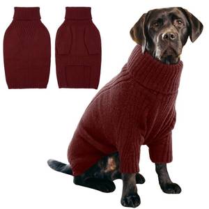 lot 8338 image: IECOii XXL Dog Sweater,Thermal Knit Big Dog Sweater Christmas,Pet Turtleneck Doggy Sweatshirt for Extra Large Dogs Boy Girl,Stretchy Large Dogs Cold Weather Outfit Pitbull Clothes,(Burgundy,2XL)