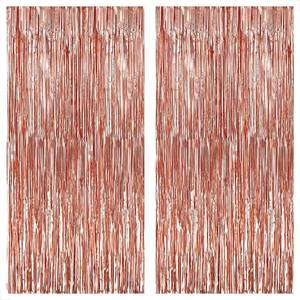 lot 8339 image: KatchOn, Rose Gold Fringe Curtain - XtraLarge 3.2x8 Feet, Pack of 2  Rosegold Backdrop for Anniversary, Wedding, Bachelorette Party Decorations Fringe Backdrop for Rose Gold Birthday Decorations