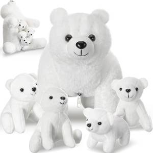 lot 8340 image: Syhood 5 Pcs Polar Bear Plush Set 12 Inch Mommy Polar Bear Stuffed Animal with 4 Plush Bear Babies Cuddly Bear Gifts for Boys Girls Christmas Birthday Decoration (Realistic Style)
