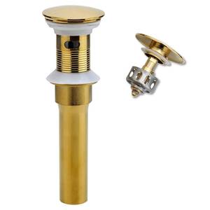 lot 8348 image: Rockgoya Bathroom Sink Drain, Gold Drain Stopper Bathroom Sink with Overflow,Pop Up Drain Assembly with Detachable Strainer Basket,Built-in Anti-Clogging Strainer,Stainless Steel