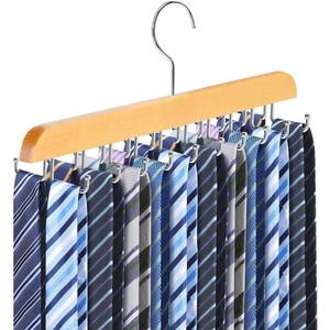 lot 8360 image: Tie Rack Belt Hanger for Closet Fitnice Upgraded Non Slip Tie Hanger Space Saving with 20 Foldable Hooks Wooden Belt Tie Organizer for Tank Tops Bras Cami Scarves