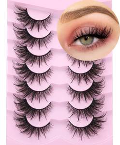 lot 8363 image: Fox Eye Lashes Wispy Faux Mink Lashes Volume Fairy Cat Eye Lashes That Look Like Extensions Spiky Fake Eyelashes 20mm Long Lash with Spikes