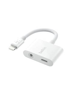 lot 8372 image: Belkin RockStar Lightning to 3.5mm Audio Cable  Audio Charger Splitter, 2-in-1 Aux iPhone Headphone and Charger Adapter - Compatible with iPhone 14, 13, 12, 11, X, and More - White