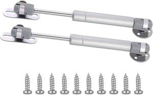lot 8373 image: 6 Length Gas Strut, 20N4.4 lb Hydraulic Air Prop Lift Support Cabinet Hinge Kitchen Cabinet Door Air Spring Door Impact Cabinet Hinge Silver, (2 Sets)