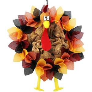 lot 8386 image: CYNOSA Thanksgiving Door Decorations Turkey Decor Fall Thanksgiving Wreath for Front Door Hanger Gobble Gobble Sign Turkey Decorations