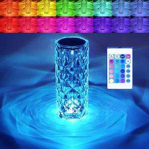 lot 8399 image: BGFHome Crystal Table Lamp RGB Color Changing Night Light,Romantic LED Rose Diamond Touch Lamps for Living Room (Remote & Touch)
