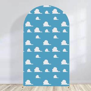 lot 8409 image: Arch Backdrop Cover Blue Sky White Clouds Background Boy Story Cartoon Hero Newborn Toy Theme Party Decoration Baby Shower Kids Birthday Decor Props (6FT)