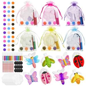 lot 9788 image: Gemscream 60 Pcs Plaster Painting Fairy Art Party Favors for Kids DIY Statues Craft Butterfly Insect Activities Birthday Supplies with Magnet Brushes Palette Organza Bag Gifts