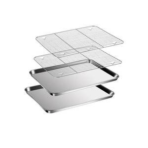 lot 9790 image: Baking Sheet with Racks Set 2 Sheets  2 Racks, Stainless Steel Baking Sheets with Cooling Racks, Nonstick Pan, Warp Proof & Rust Proof & Easy to Clean, Size 9.3 X 7 X 1 Inch