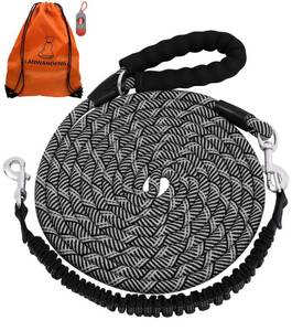lot 10198 image: Long Dog Leash with Reflective Threads 15FT 20FT 30FT 50FT,Heavy Duty Bungee Dog Leashes for Small Medium Large Dogs,Shock Absorbing Training Leash for Walking,Hunting,Camping&Yard