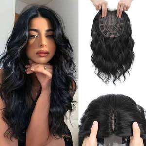 lot 10201 image: YOOSDPET Hair Toppers for Women with Thinning Hair, 3D Toppers Pieces for Women Middle Part Clip in Bangs Synthetic Curly Wavy Daily (Black, Side bangs)