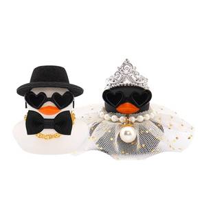 lot 10216 image: wonuu Pair Set of 2 Colorful Wedding Rubber Ducks, Bride Groom Duckies Marriage Rubber Duck Mini Couple Ducky for Ceremony Gift Souvenir Marry Blessings Elegant Heartwarming Present, White and Black